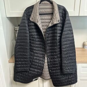 Basler Reversible Quilted Puffer Jacket Womens 18 Black Snap Up Coat Lightweight